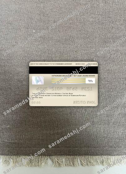 Dominican Republic Central bank visa debit card photolook back